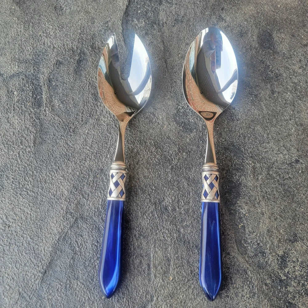 Bugatti Aladdin Antique Blue Stainless Steel Salad Server Set